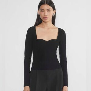 ARITZIA | Babaton Sculpt Knit Sweetheart Longsleeve in Black Large